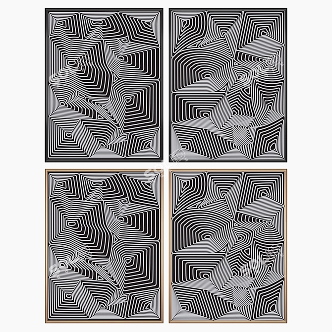 Abstract Wall Art Set 1051 3D model image 2