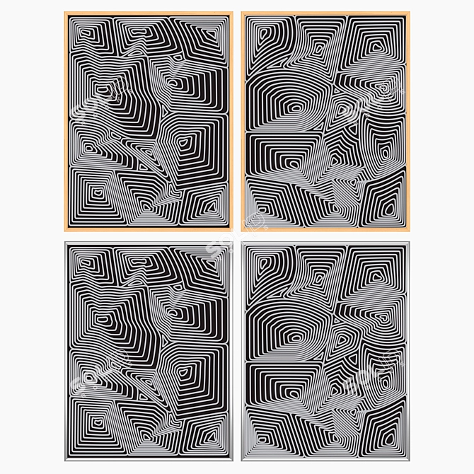 Abstract Wall Art Set 1051 3D model image 3