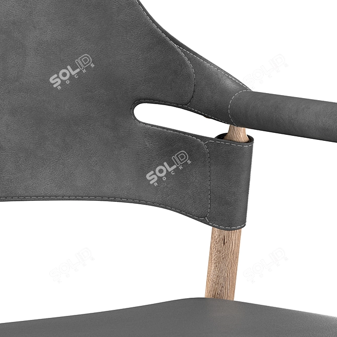 Suite PL CU Armchair: Elegant Leather and Oak Wood Dining Chair 3D model image 2