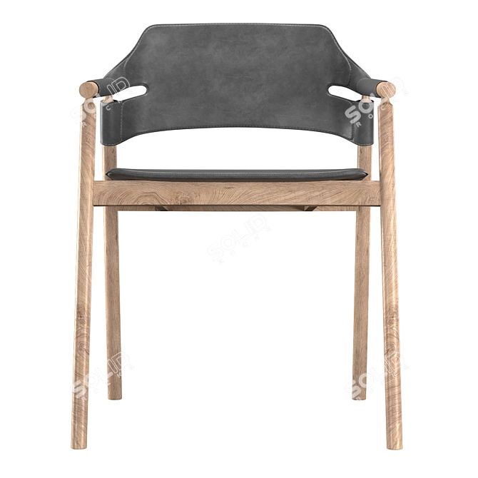 Suite PL CU Armchair: Elegant Leather and Oak Wood Dining Chair 3D model image 4