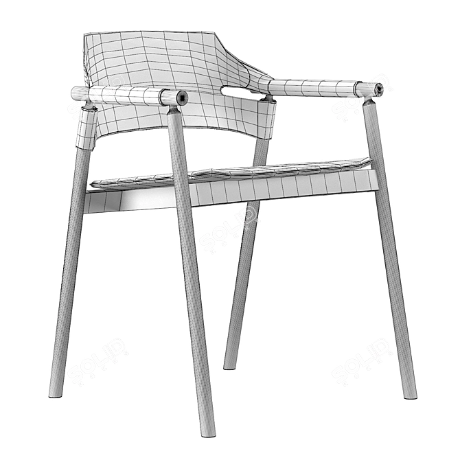 Suite PL CU Armchair: Elegant Leather and Oak Wood Dining Chair 3D model image 5