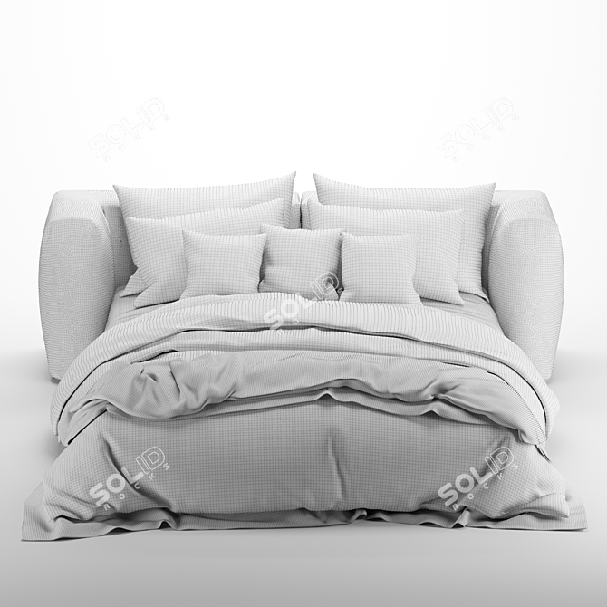 Stylish Fabric Bed: Perfect for Sweet Dreams! 3D model image 3