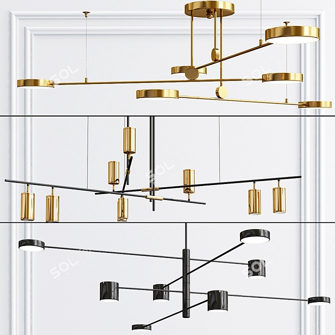 Luxury LED Pendant Chandelier Collection 3D model image 1