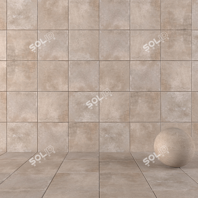 Trendy Taupe Concrete Wall Tiles 3D model image 1