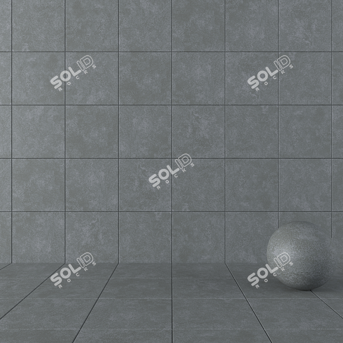 Wind Dark Concrete Wall Tiles Set 3D model image 1