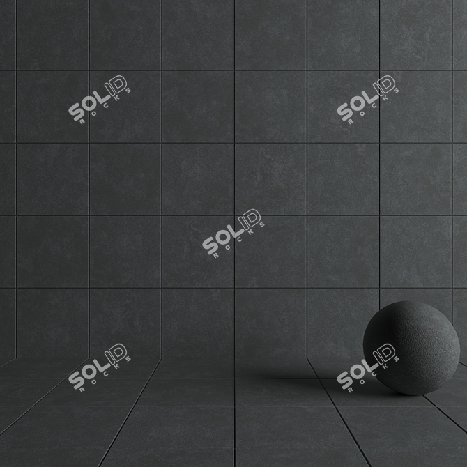 Wind Dark Concrete Wall Tiles Set 3D model image 4