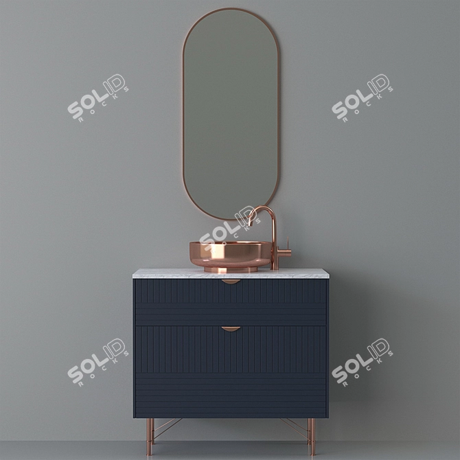 Copper Bathroom Furniture Set 3D model image 1