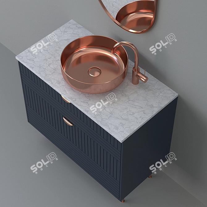 Copper Bathroom Furniture Set 3D model image 2