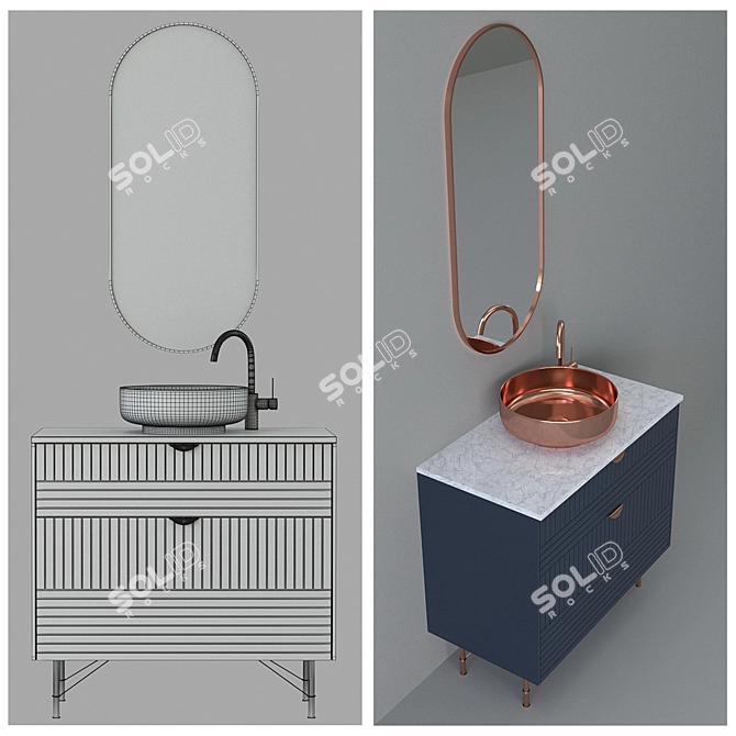 Copper Bathroom Furniture Set 3D model image 3