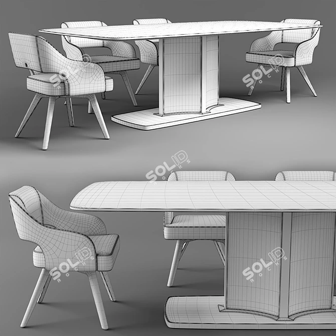 Luxurious Voyage Marble Table & Adria Velvet Chair Set 3D model image 3