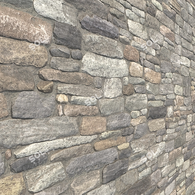 6K Stone Bricks Mosaic Wall 3D model image 2