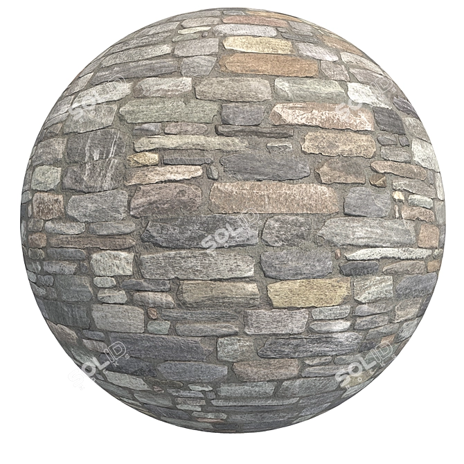 6K Stone Bricks Mosaic Wall 3D model image 4