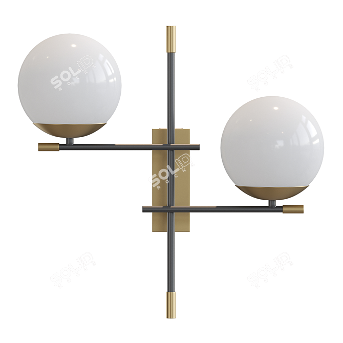 Modern Wall Lamp GERDY with Two Spherical Shades 3D model image 1