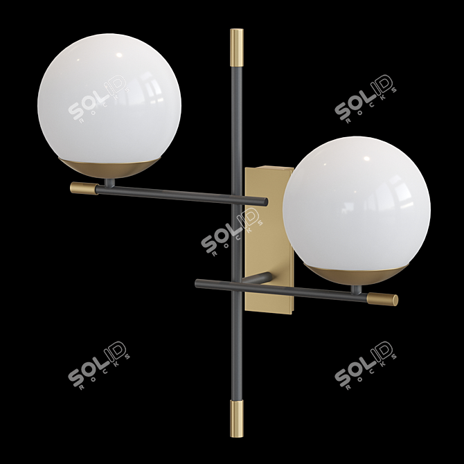 Modern Wall Lamp GERDY with Two Spherical Shades 3D model image 2