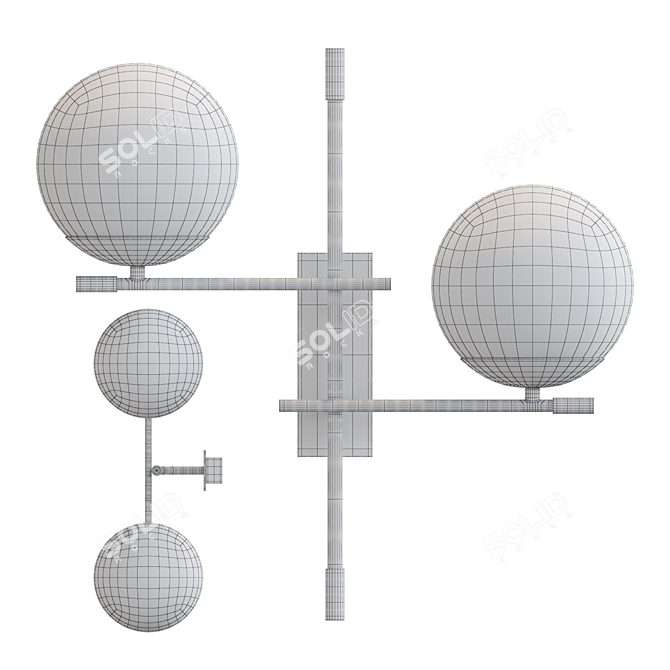 Modern Wall Lamp GERDY with Two Spherical Shades 3D model image 3