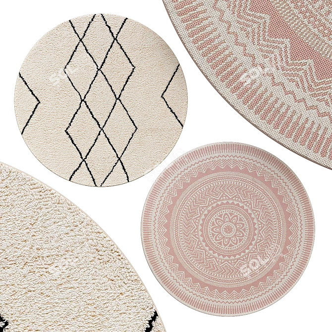 Archive Circle Rugs: Quality Textures 3D model image 1