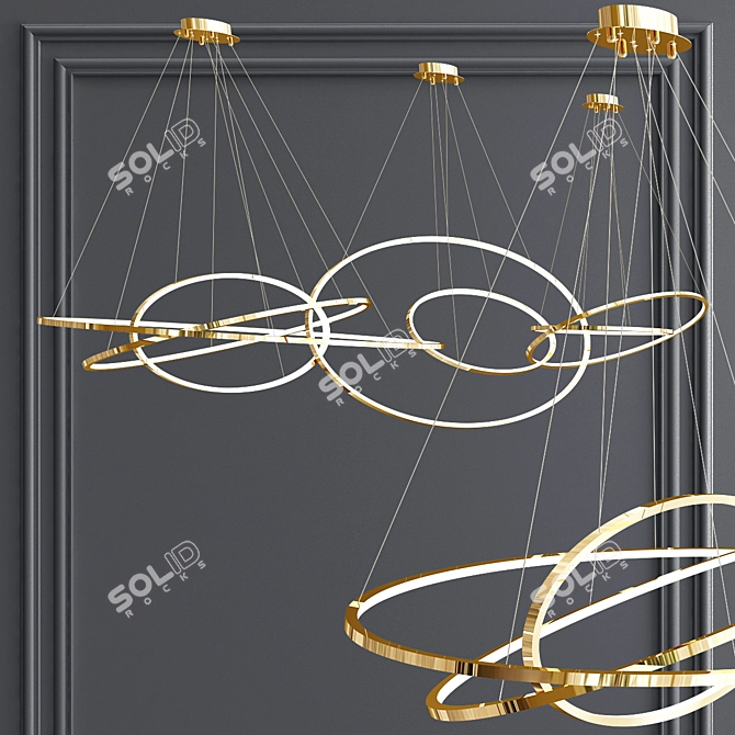 Adjustable LED Oval Rings Pendant 3D model image 1