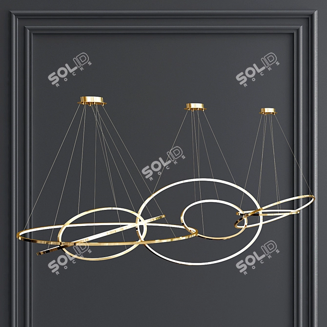 Adjustable LED Oval Rings Pendant 3D model image 2