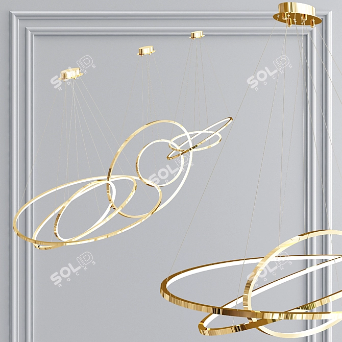 Adjustable LED Oval Rings Pendant 3D model image 4