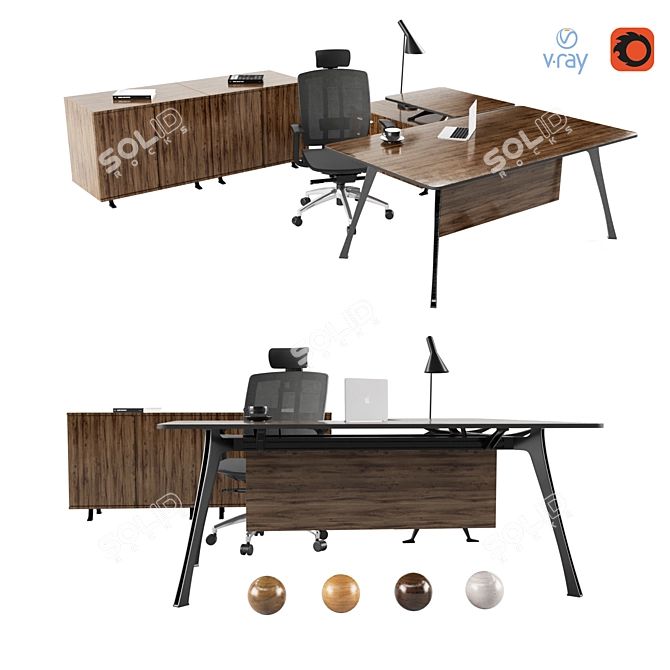 Elegant Manager Work Desk 3D model image 1
