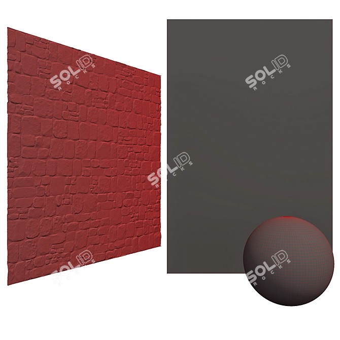 High-Res Black Stone Wall Brick Paving 3D model image 5