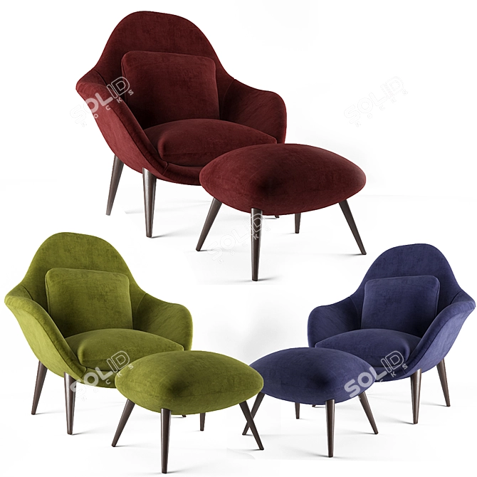 Swoon Lounge Chair: 4 Material Varieties 3D model image 1