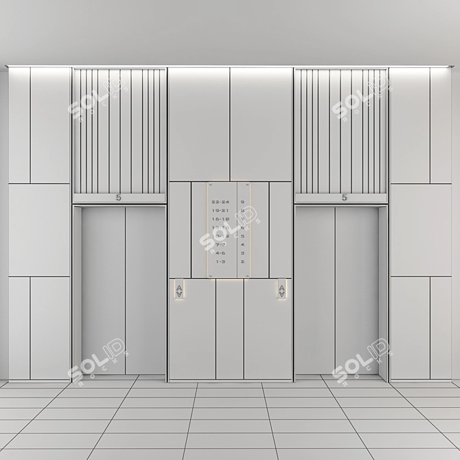 Sleek Elevator Lobby Design 3D model image 4