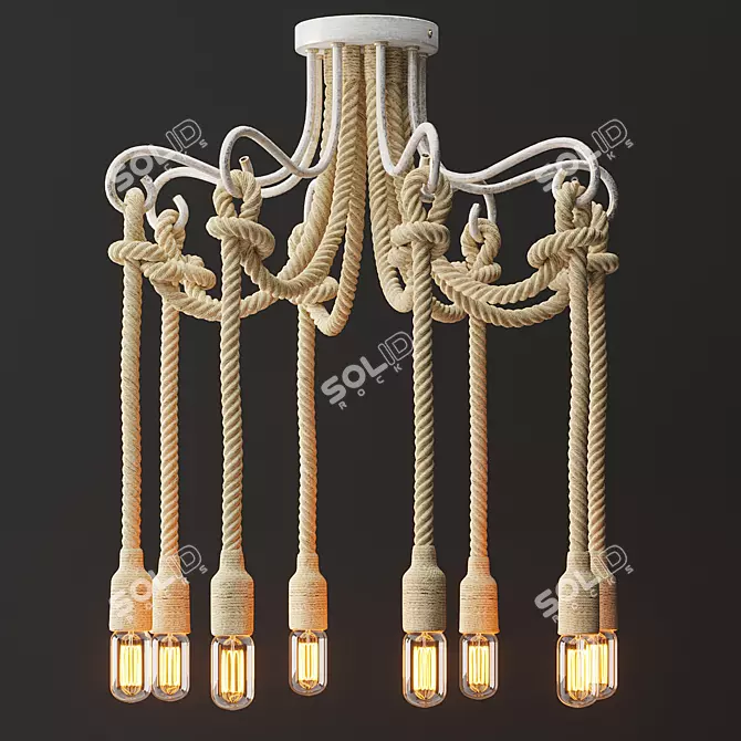 Vintage Loft Rope Chandelier 3D model image 1