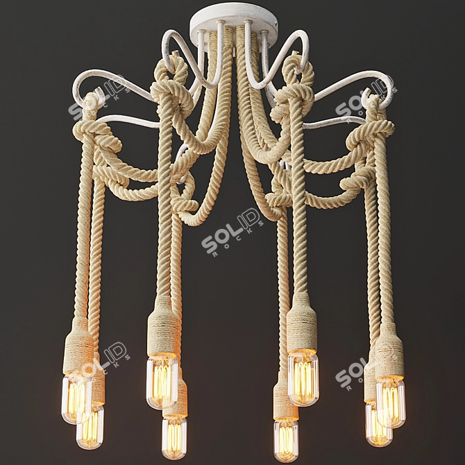 Vintage Loft Rope Chandelier 3D model image 2