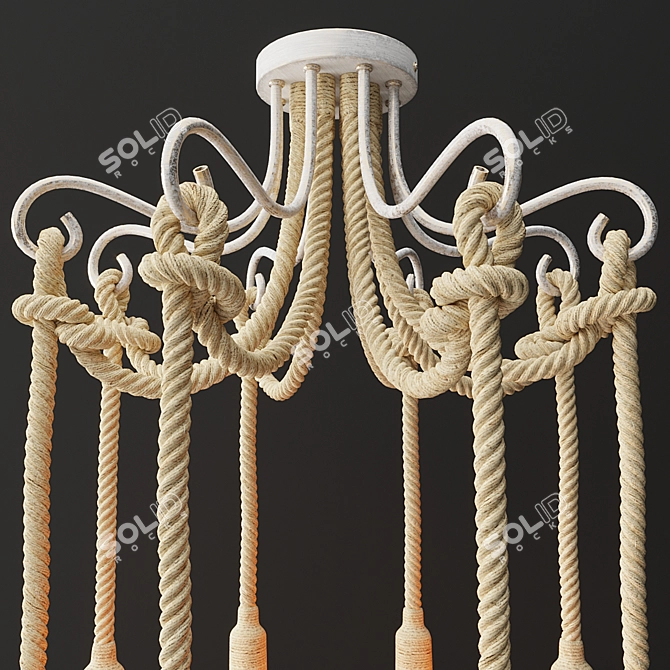 Vintage Loft Rope Chandelier 3D model image 3