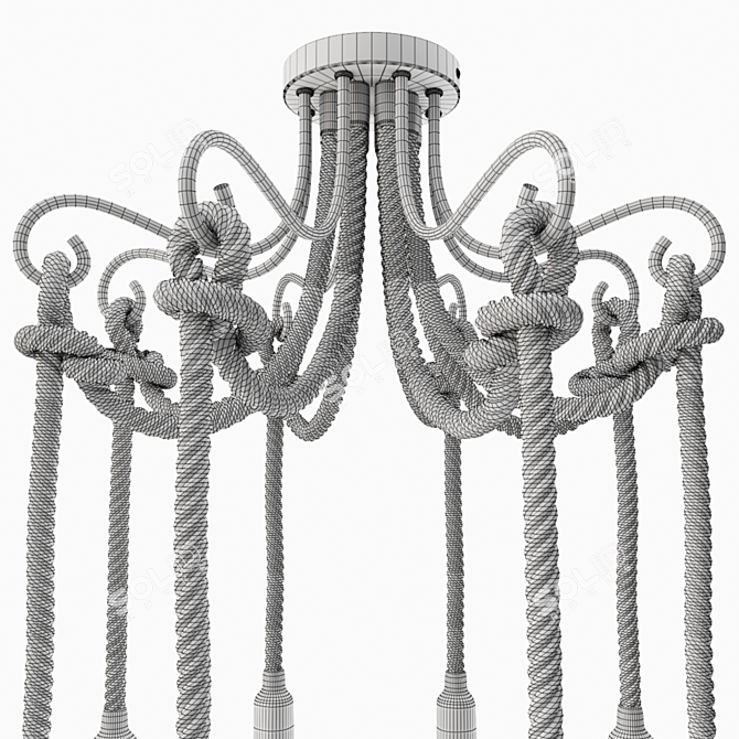 Vintage Loft Rope Chandelier 3D model image 4