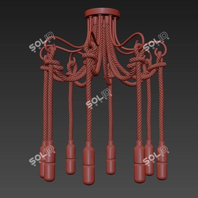 Vintage Loft Rope Chandelier 3D model image 5