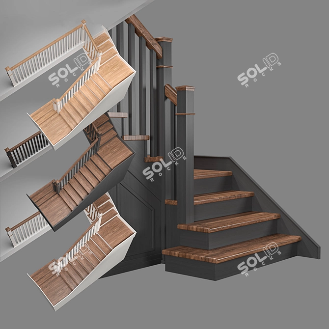 Compact Staircase with Hidden Pantry 3D model image 2