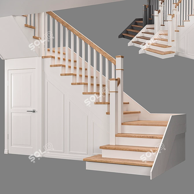 Compact Staircase with Hidden Pantry 3D model image 4