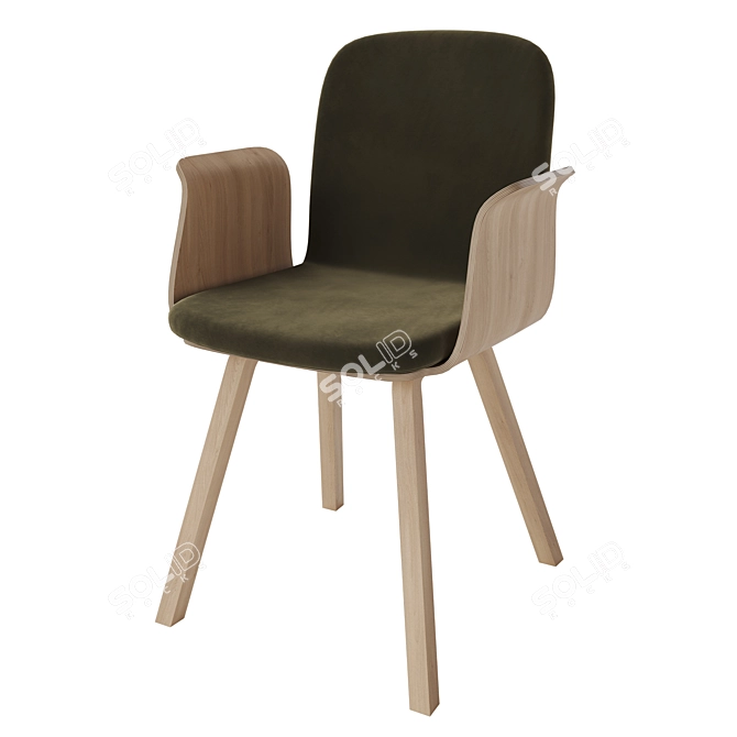 Elegant Palm Dining Chair with Upholstered Seat 3D model image 1