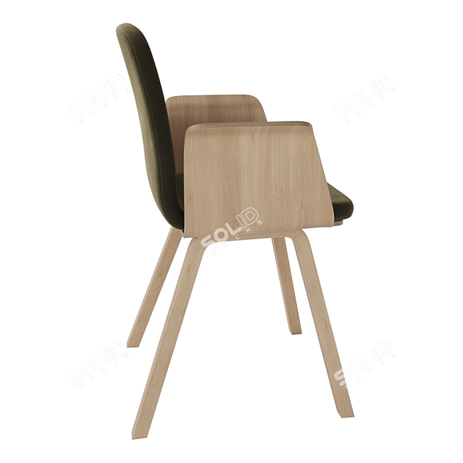 Elegant Palm Dining Chair with Upholstered Seat 3D model image 2