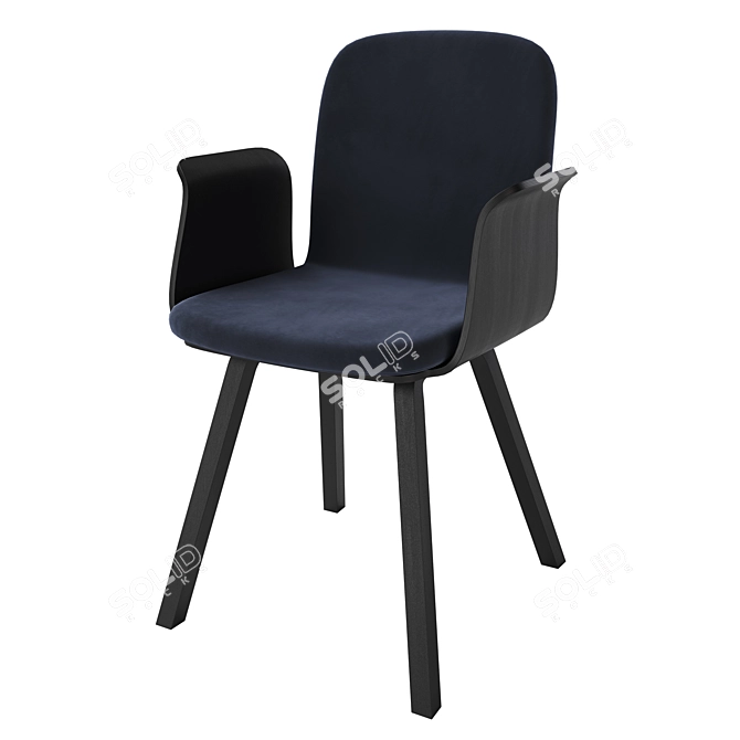 Elegant Palm Dining Chair with Upholstered Seat 3D model image 3