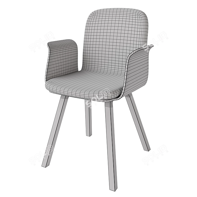 Elegant Palm Dining Chair with Upholstered Seat 3D model image 5