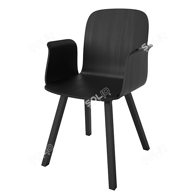 Elegant Palm Veneer Dining Chair with Armrest 3D model image 3