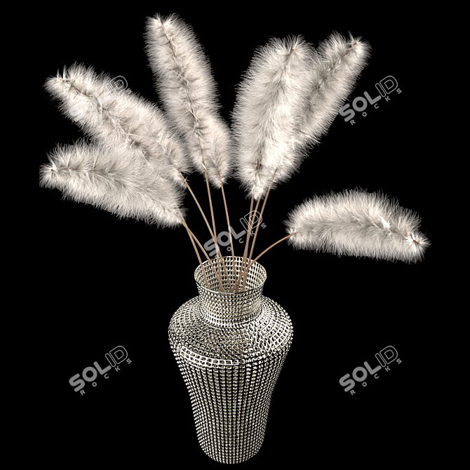 Metal Vase with Cogon Grass 3D model image 2