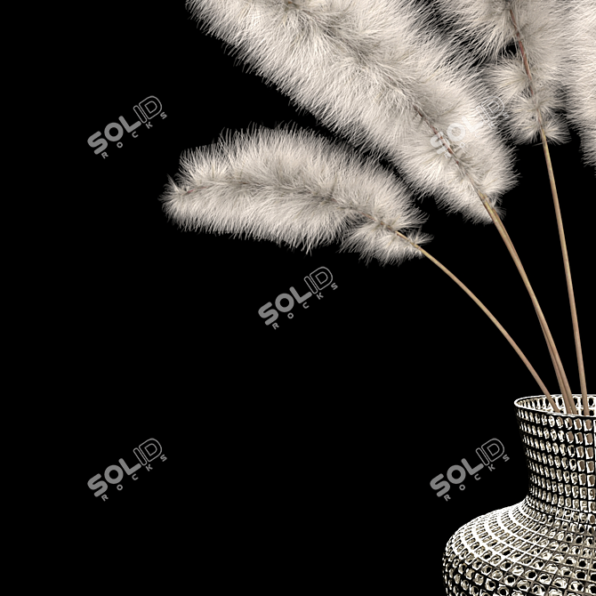 Metal Vase with Cogon Grass 3D model image 3