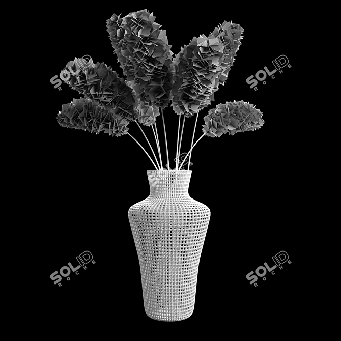Metal Vase with Cogon Grass 3D model image 4