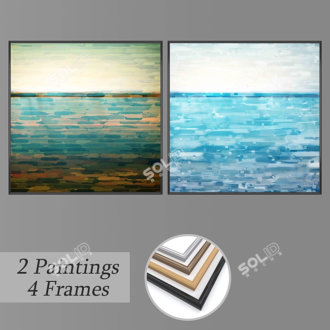 Elegant Wall Art Set with Frames 3D model image 1