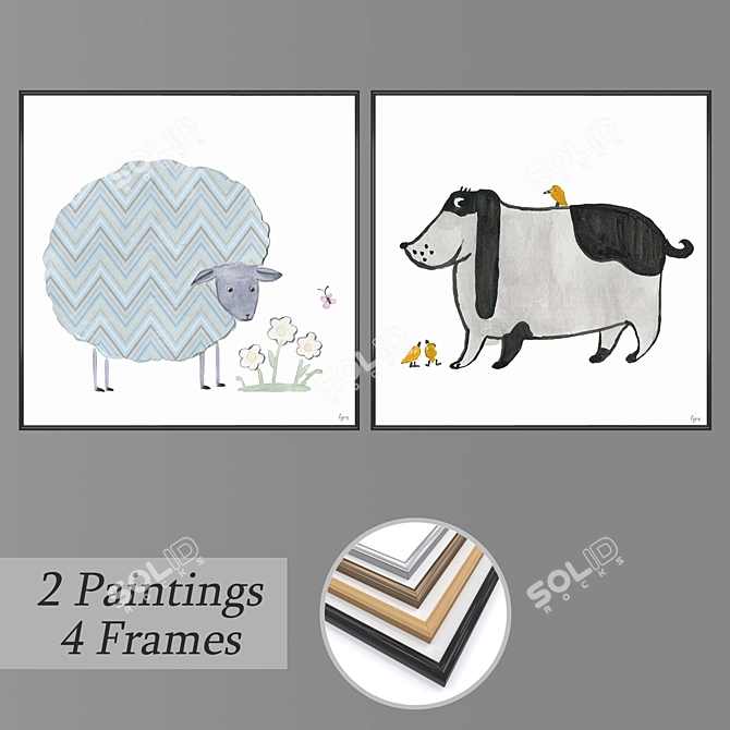 Modern Art Set with Versatile Frames 3D model image 1