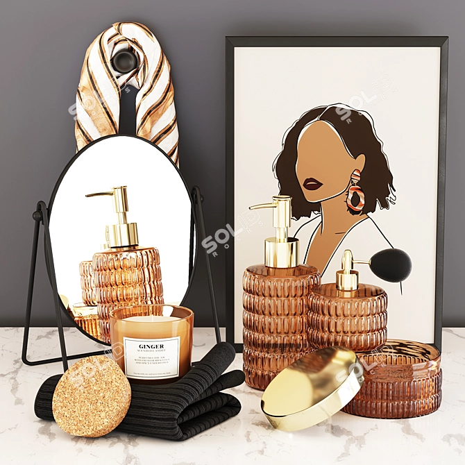 Elegant H&M Bathroom Set 3D model image 2