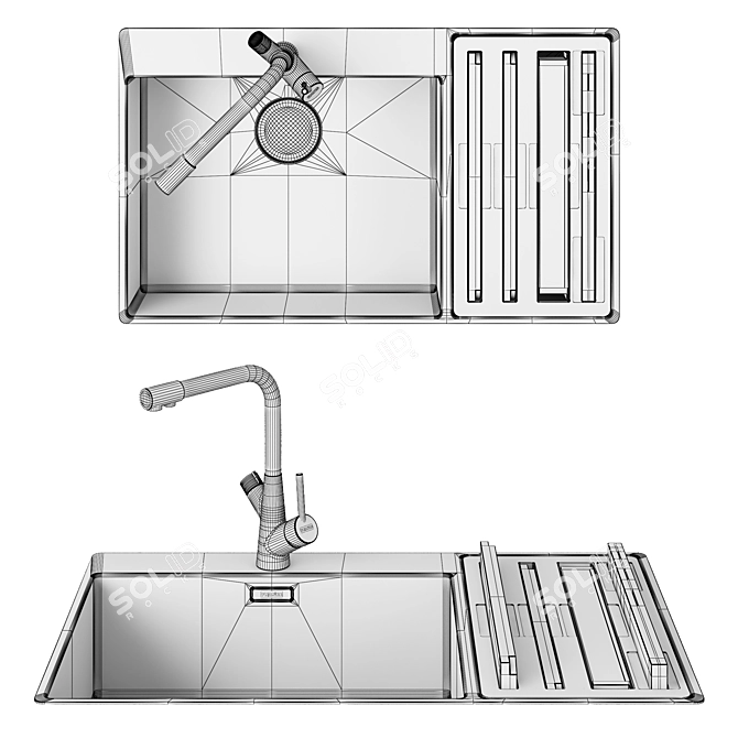 Sleek Franke Sink & Faucet 3D model image 2