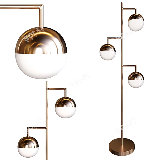 Elegant Champagne Orb Floor Lamp 3D model image 1