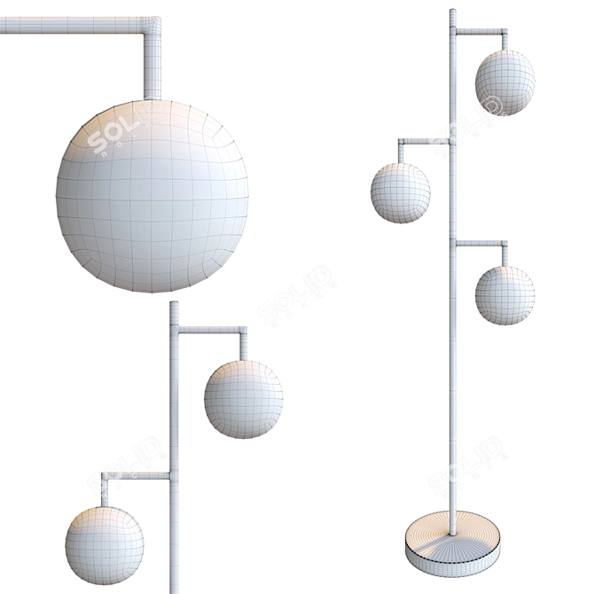 Elegant Champagne Orb Floor Lamp 3D model image 2