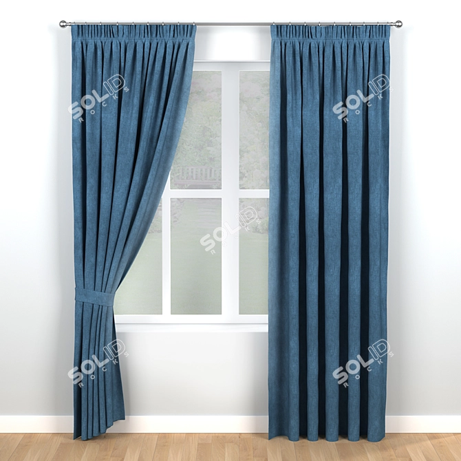 Elegant Blue Window Treatment 3D model image 1