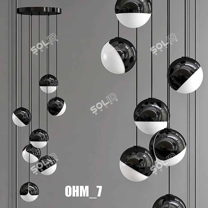 Modern OHM_7 Pendant Light 3D model image 1